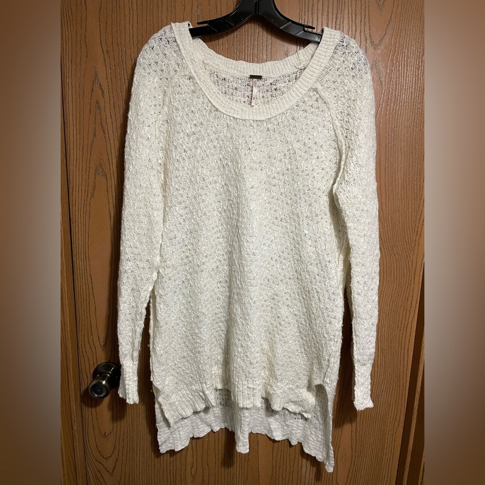 Free People Sweater in Cream with Open Weave Texture